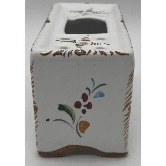 Vintage Portugal Frog Vase Hand painted Pretty Flowers Flower Arranger - Picture 4 of 7